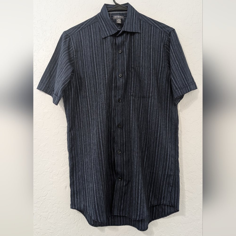 Van Heusen Blue Casual Button Down Shirt with Pinstripes. Size S/P